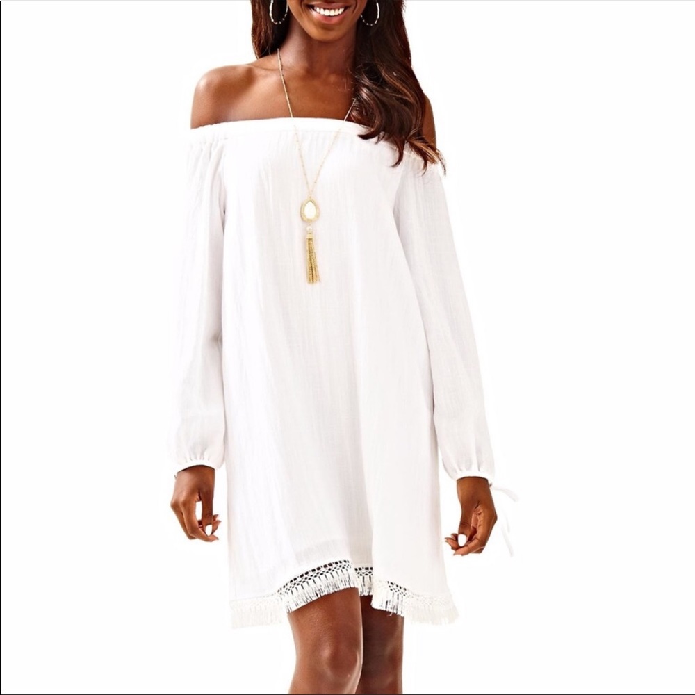 Lily Pulitzer off shoulder Adira white dress xs